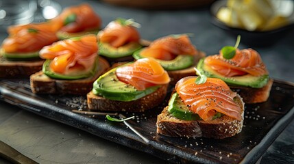 Poster - Toasts with avocado and smoked salmon