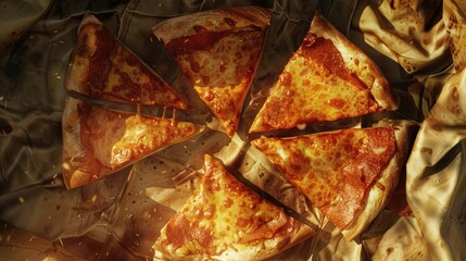 Poster - pizza slices in a sack top view