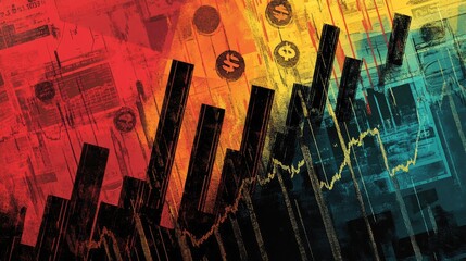 Aufkleber - Abstract Financial Growth Chart with Colorful Background