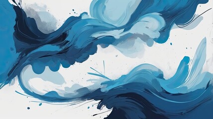 Wall Mural - Abstract painting blue colors and brush stroke backround