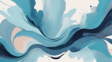 Wall Mural - Abstract painting blue colors and brush stroke backround