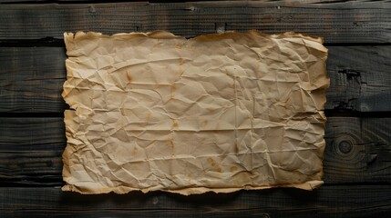 Poster - Old paper on dark wooden wall with copy space
