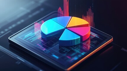 Poster - Colorful Pie Chart on Digital Tablet Display