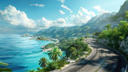 Poster - Road on the coast with great sea view