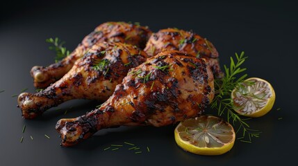 Poster - Portion of appetizing roasted chicken legs