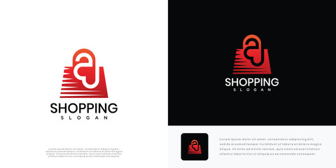 Shopping love logo design vector illustration. shopping logo icon.