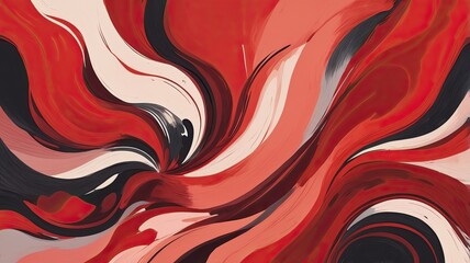 Wall Mural - Abstract painting red colors and brush stroke backround