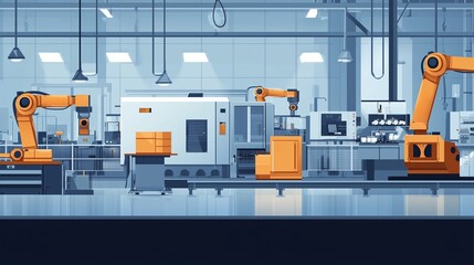Poster - robotic arms working efficiently in a modern manufacturing facility during daylight hours
