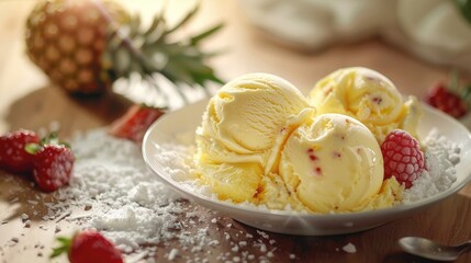 Aufkleber - A shot of the restaurant s product shots pineapple ice cream fruit ice cream