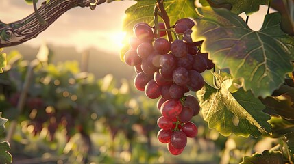 Aufkleber - Mature red grape on a grapevine at french Rhone Valley wine during harvest seasonMature red grape on a grapevine at french Rhone Valley wine during harvest season