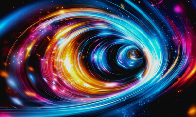 Wall Mural - Futuristic space vortex with glowing tech elements