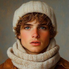 Sticker - Portrait of a Young Man with Blue Eyes