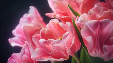 Poster - Pink Parrot Tulips in Bloom