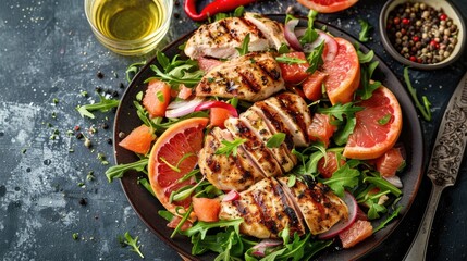 Poster - Grilled chicken and grapefruit salad