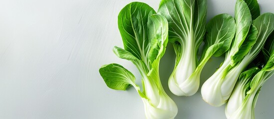 Bok choy with selenium supports thyroid function crucial for metabolism and growth shown in a front neck area copy space image