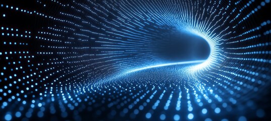 Poster - Virtual digital tunnel space technology. Generative AI technology.