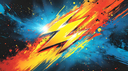 Sticker - Abstract Lightning Bolt Design in Blue, Yellow and Orange