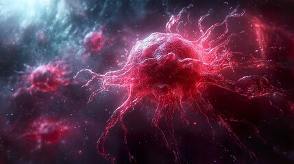 Wall Mural - microscopic view of a cancer cell - science illustration