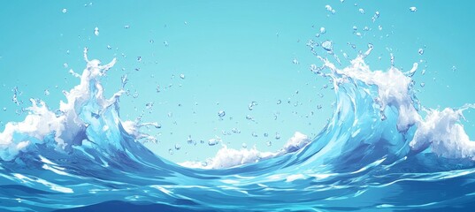 Water wave splash. Cartoon drawing style. Generative AI technology.	
