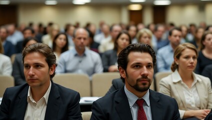 Wall Mural - Attendees at a business conference from behind.