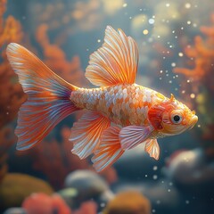 Canvas Print - Vibrant Goldfish Swimming in Underwater Paradise