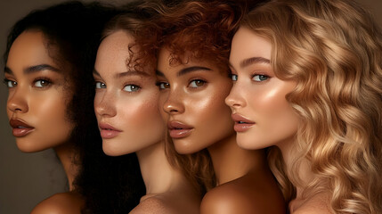 Poster - Beautiful Women with Different Hair Colors and Skin Tones