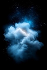 Wall Mural - a blue cloud with a star at its center floats amidst starlit skies