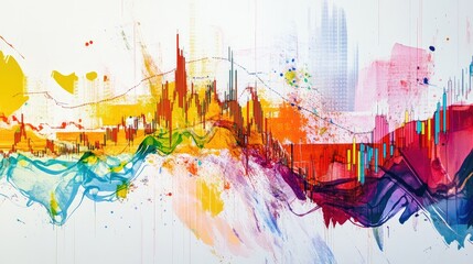 Poster - Colorful Abstract Financial Chart Background for Design