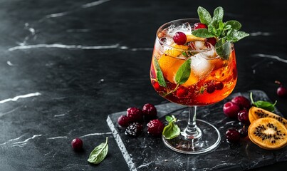 Wall Mural - An elegant display of a beautifully crafted cocktail in a stylish glass