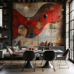 Sticker - Modern Interior Design with Abstract Art