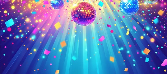 Wall Mural - colorful disco light with copy space background. generative ai technology.
