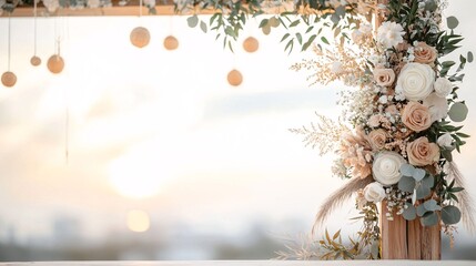 Poster - rustic-themed arch backdrop for event decoration, incorporating natural materials