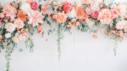 Poster - Boho-style floral arch backdrop with vibrant colors and whimsical floral arrangements