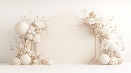 Poster - Geometric shapes integrated into a floral arch backdrop for a contemporary design