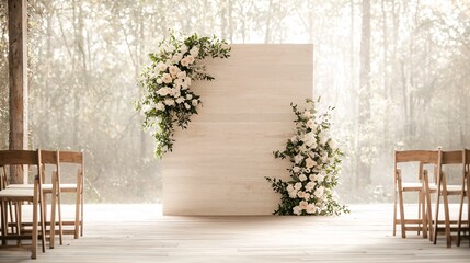 Poster - minimalist ceremony backdrop with clean, simple lines for an elegant wedding arch