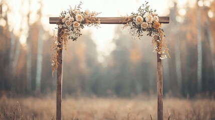 Poster - rustic-themed ceremony backdrop, creating a warm and inviting arch for weddings