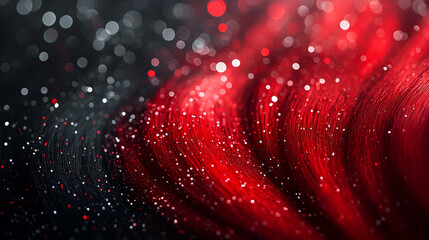 Aufkleber - Abstract representation of flowing red hair with glitter against a black background, showcasing light reflections and textures
