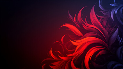 Aufkleber - Vibrant red and black abstract floral design with flowing shapes creating a captivating visual experience