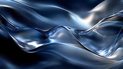 Aufkleber - Elegant flowing abstract blue water waves in a dark background, capturing motion and light reflections artistically