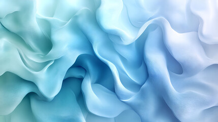 Aufkleber - Soft blue fabric waves create a tranquil texture in gentle light, offering a serene backdrop for creative designs and concepts