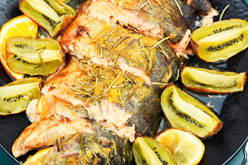 Grilled fish, healthy food.