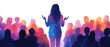 © niti - A woman giving a TED talk in front of an engaged audience, symbolizing empowerment through the sharing of knowledge