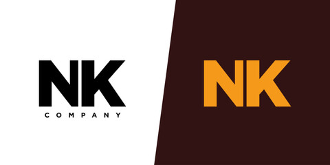 Poster - Letter N and K, NK logo design template. Minimal monogram initial based logotype.