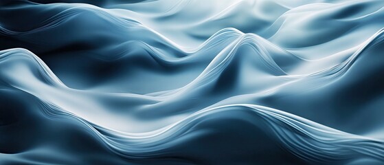 Poster - A serene abstract representation of flowing waves in soft blue tones, evoking tranquility and smoothness in design.