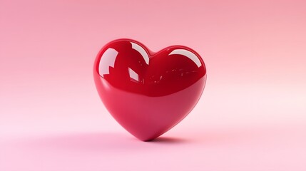 3d Red heart on pink background. heart icon, like and love 3d render illustration. 