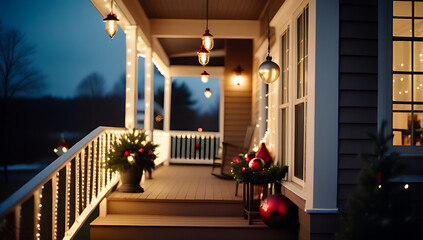 Wall Mural - vintage christmas porch retro lights classic ornaments