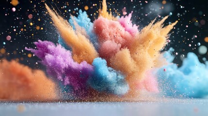 Poster - Colorful Powder Explosion on Dark Background