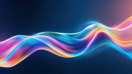 Poster - Colorful Abstract Waves Flowing in Dark Background