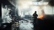 © Daisha - Firefighter Battling Blaze in Destroyed Restaurant