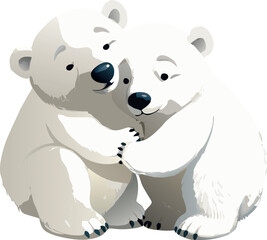 Wall Mural - two polar bear cubs hugging each other